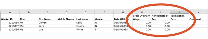 Complete spreadsheet return