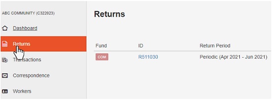 Click Returns tab